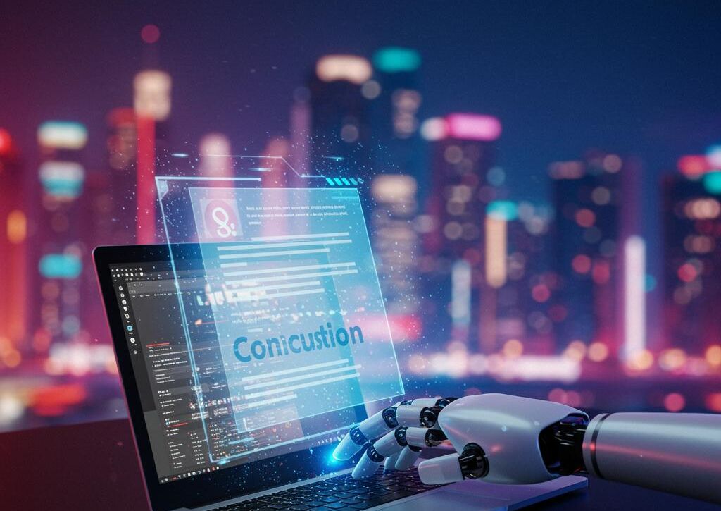 Create a featured image for a post about: AI Blog Conclusion Maker