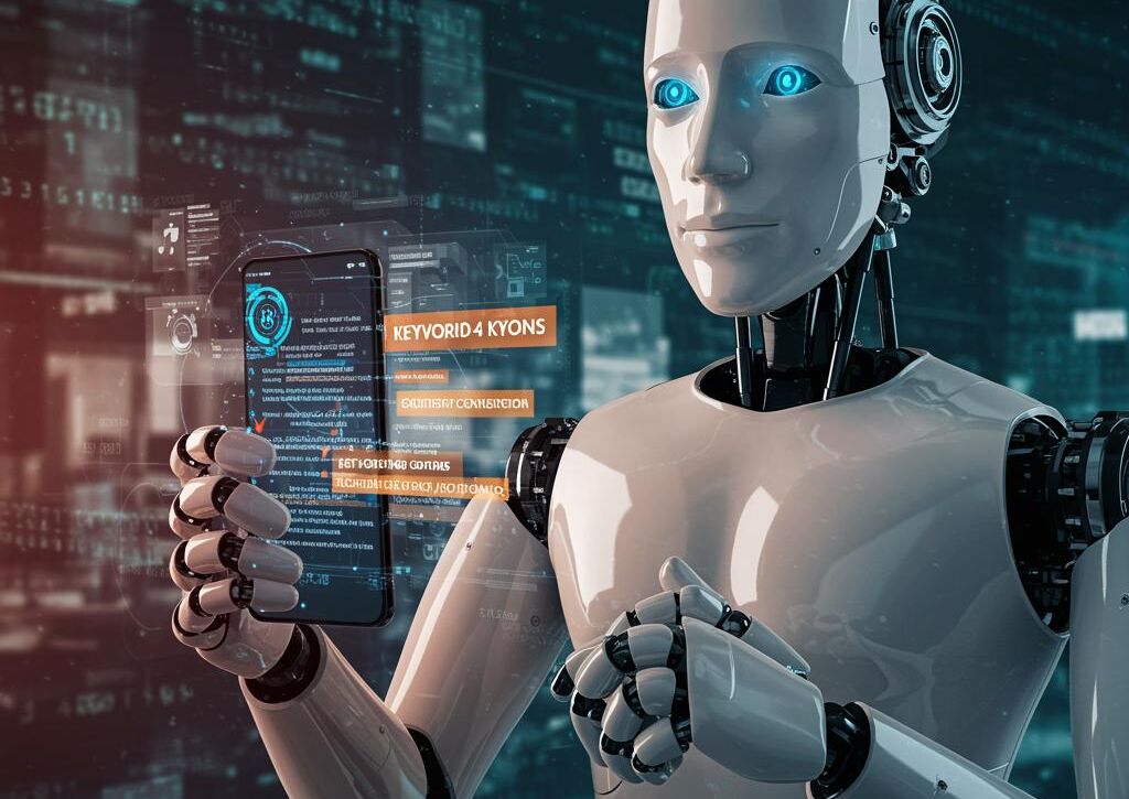 Create a featured image for a post about: AI Keyword-Rich Content Generator