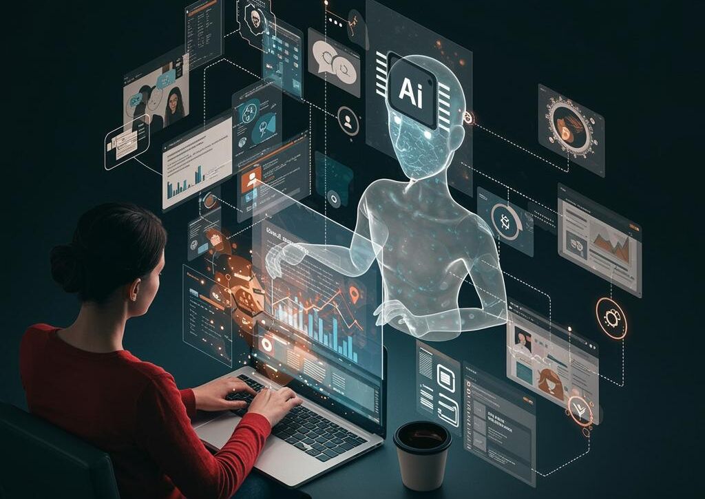 Create a featured image for a post about: AI Content Research Assistant