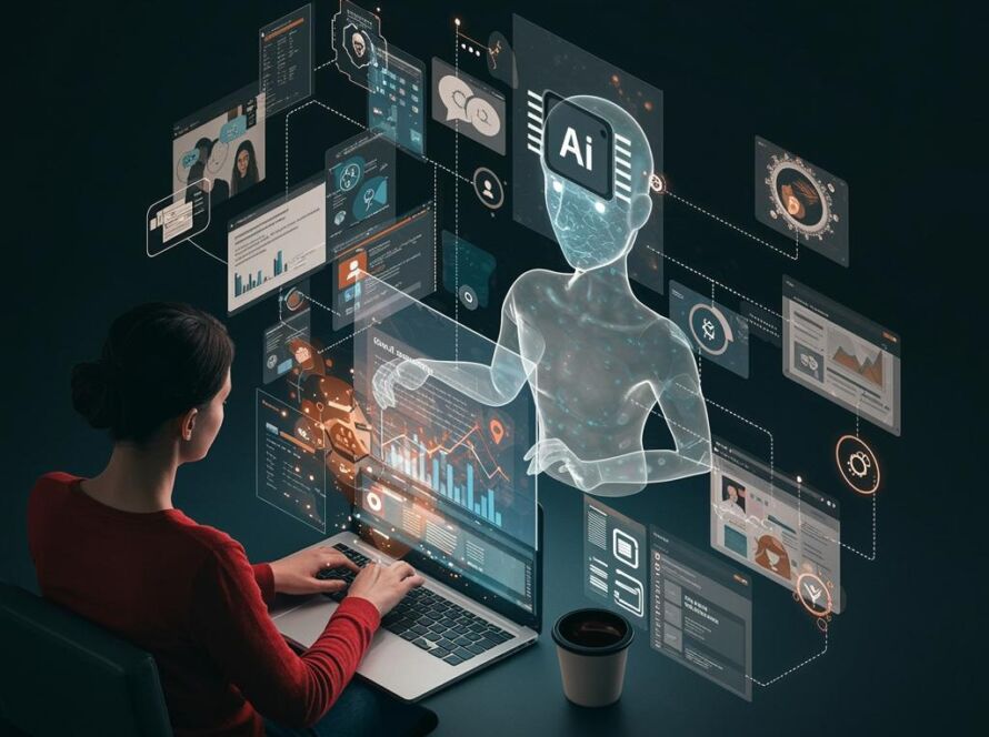 Create a featured image for a post about: AI Content Research Assistant
