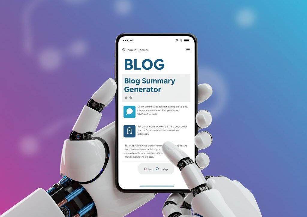 Create a featured image for a post about: AI Blog Summary Generator