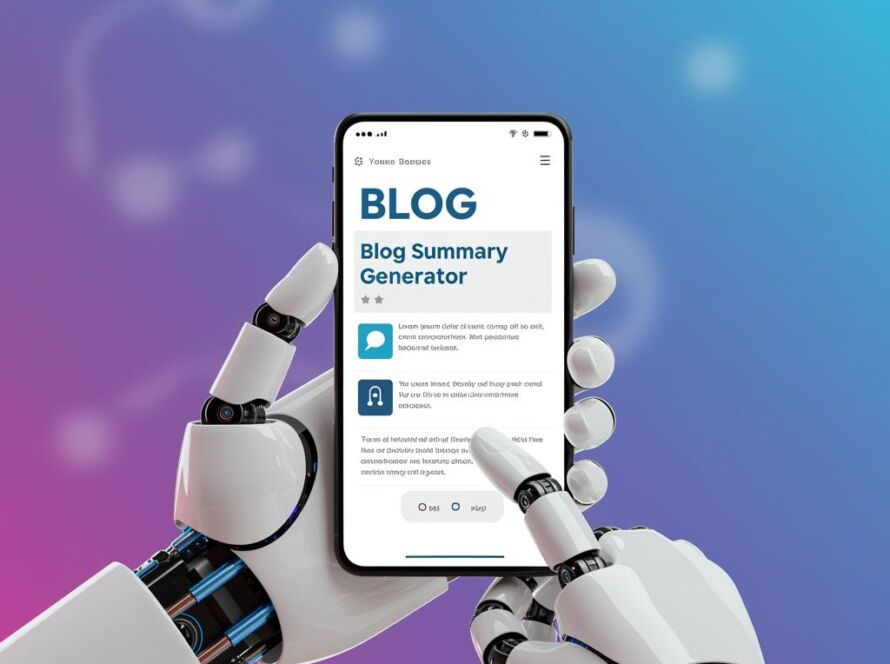Create a featured image for a post about: AI Blog Summary Generator