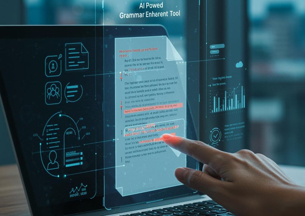 Create a featured image for a post about: AI Grammar Enhancement Tool