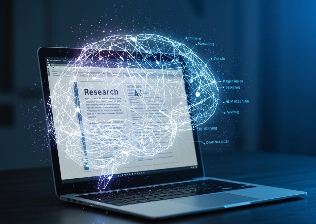 Create a featured image for a post about: AI Research Paper Writer