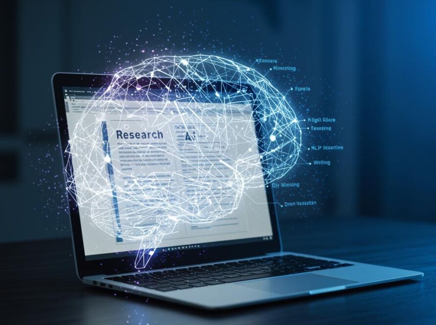 Create a featured image for a post about: AI Research Paper Writer