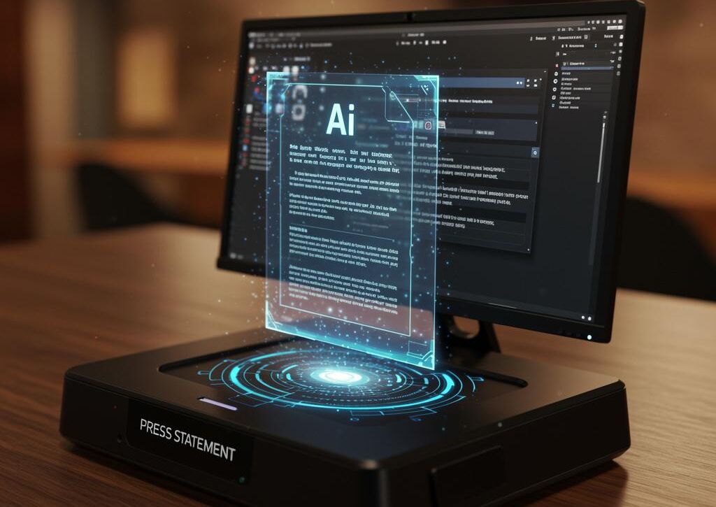 Create a featured image for a post about: AI Press Statement Generator