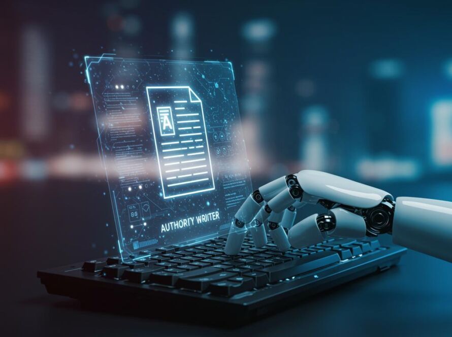 Create a featured image for a post about: AI Authority Article Writer