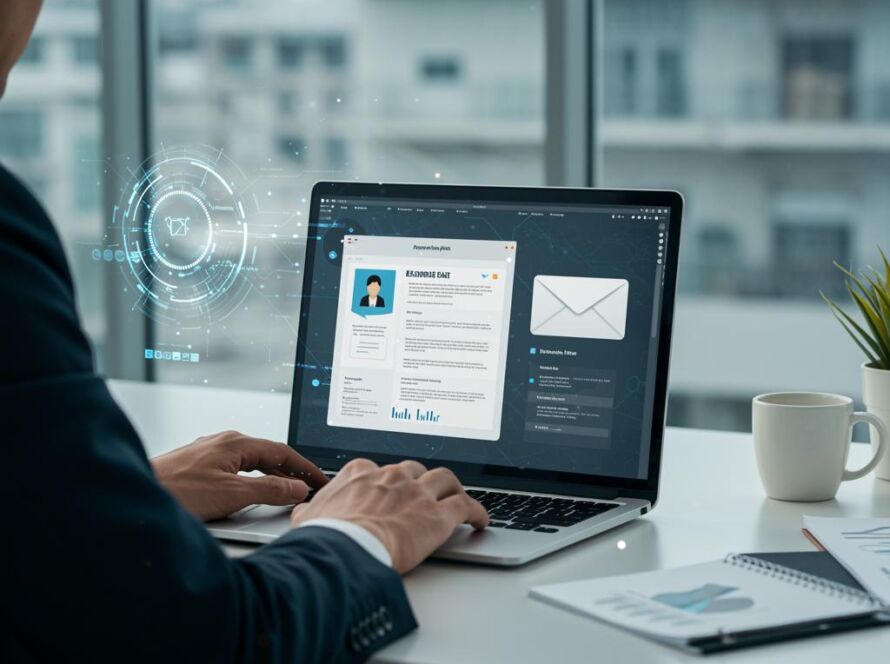 Create a featured image for a post about: AI Business Email Generator