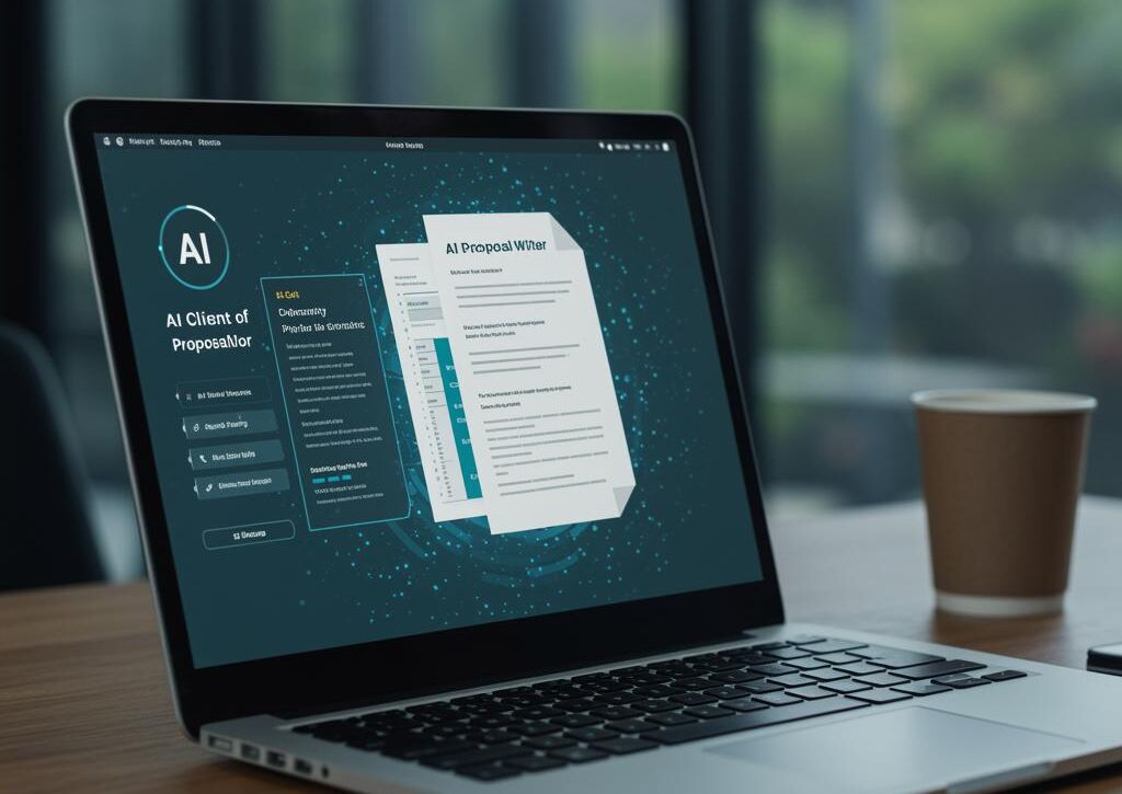Create a featured image for a post about: AI Client Proposal Writer
