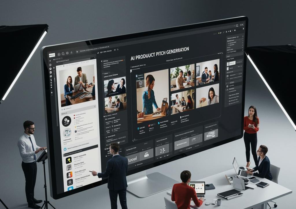 Create a featured image for a post about: AI Product Pitch Generator