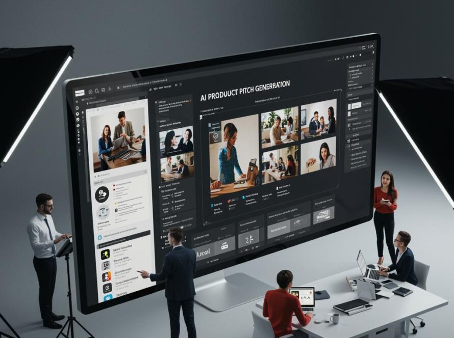 Create a featured image for a post about: AI Product Pitch Generator