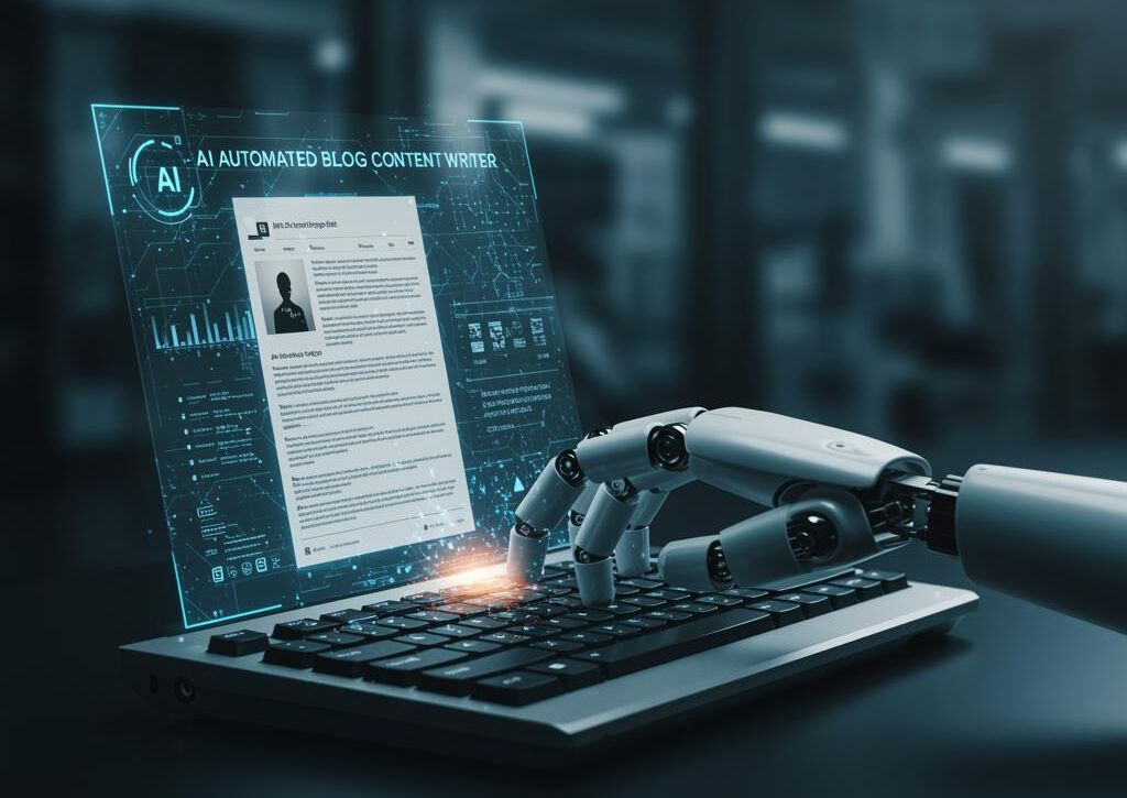 Create a featured image for a post about: AI Automated Blog Content Writer
