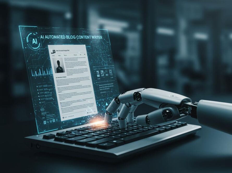 Create a featured image for a post about: AI Automated Blog Content Writer