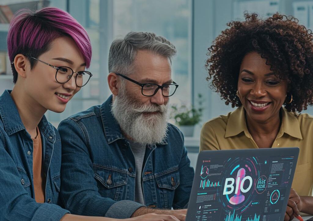 Create a featured image for a post about: AI Team Bio Generator