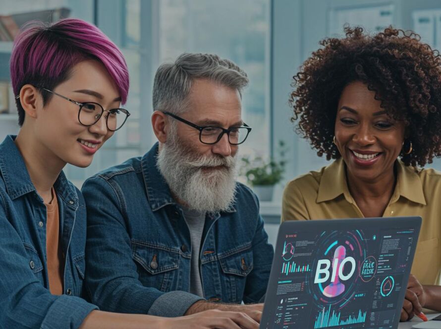 Create a featured image for a post about: AI Team Bio Generator