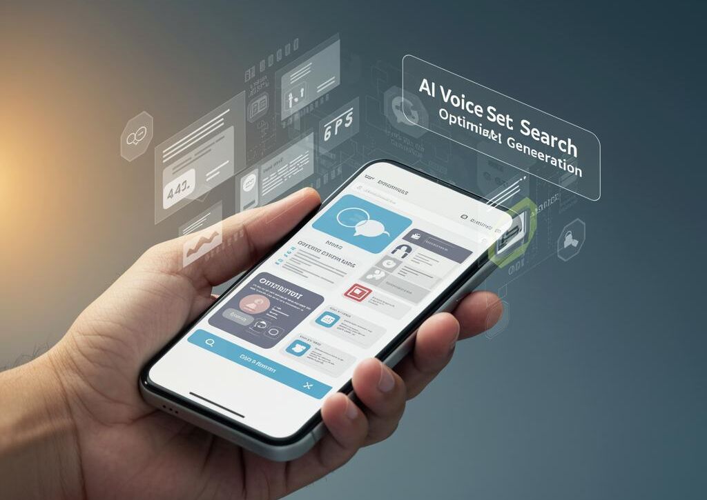 Create a featured image for a post about: AI Voice Search Optimized Content Generator