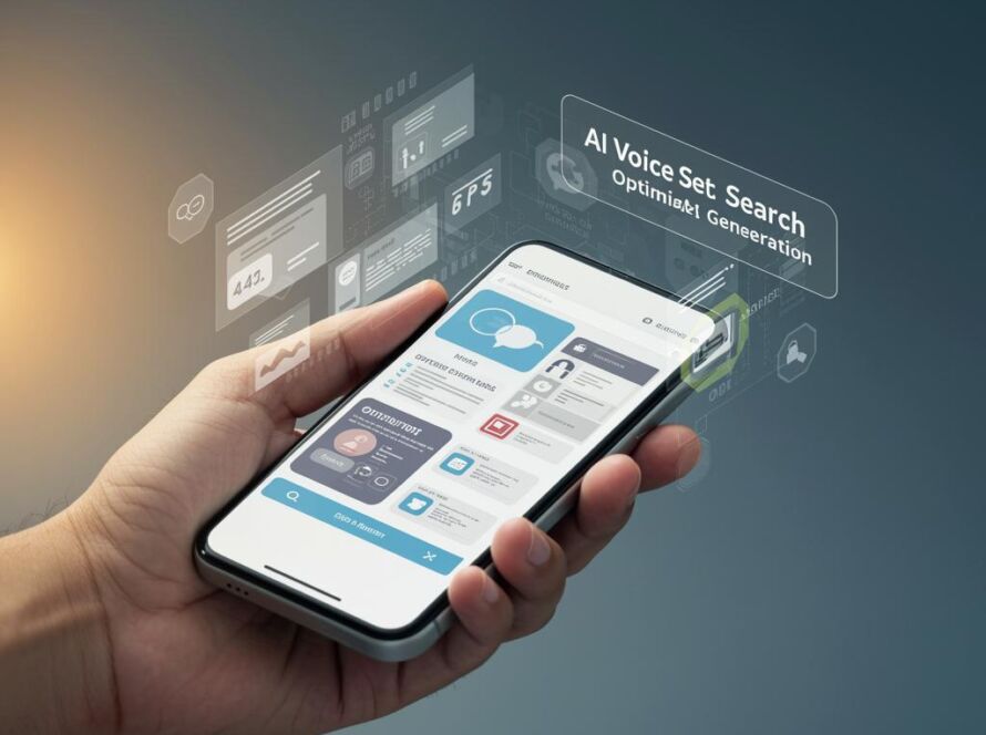 Create a featured image for a post about: AI Voice Search Optimized Content Generator