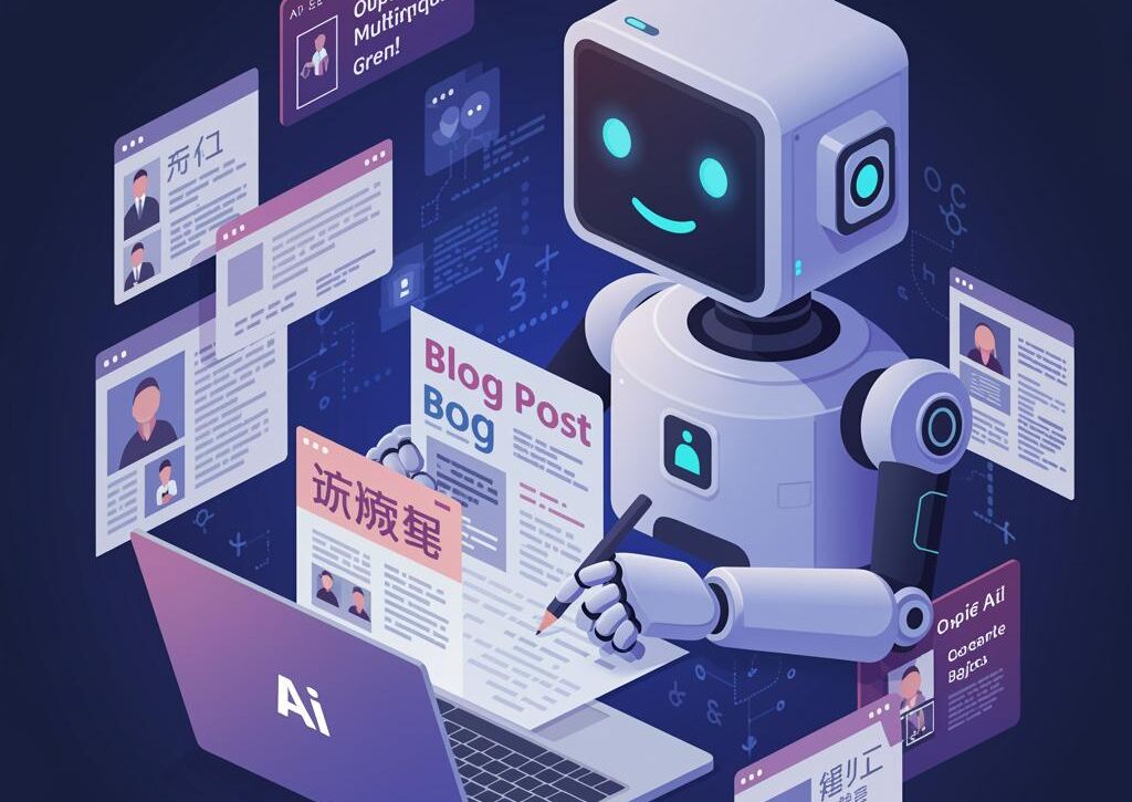 Create a featured image for a post about: AI Multilingual Blog Writer