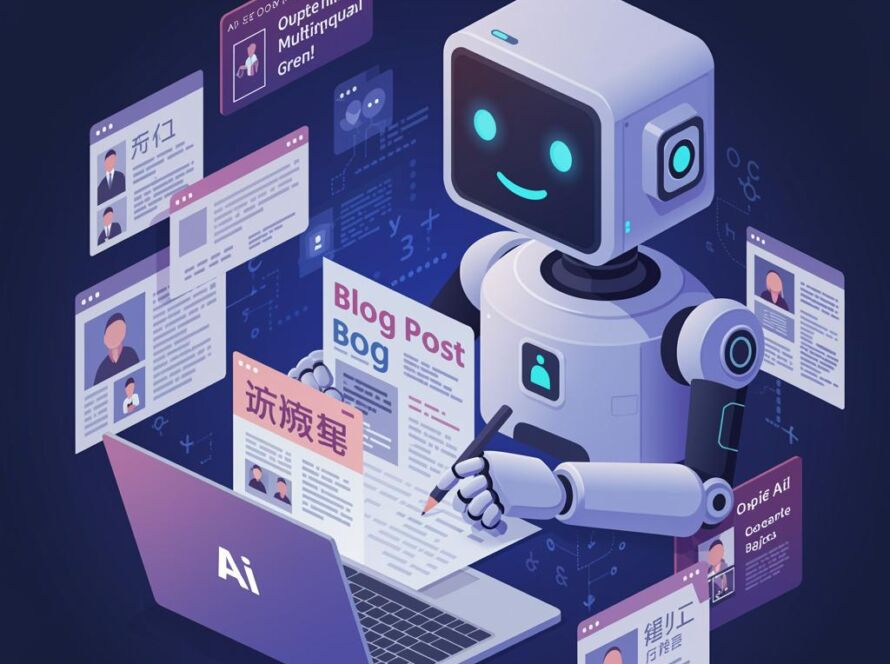 Create a featured image for a post about: AI Multilingual Blog Writer