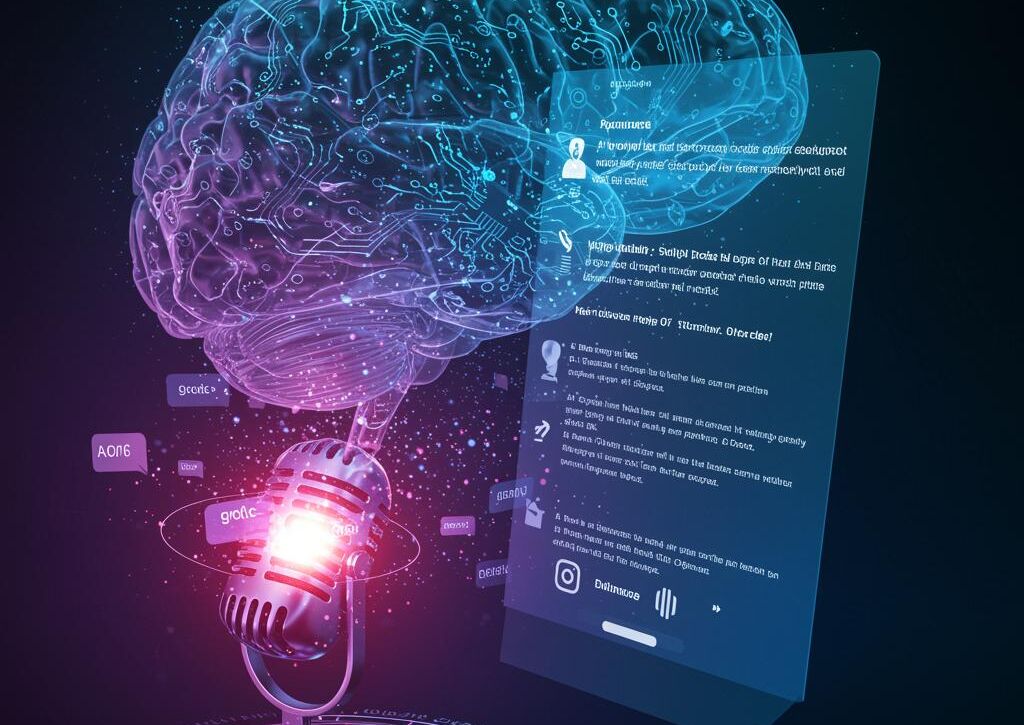 Create a featured image for a post about: AI AI-Optimized Podcast Description Writer