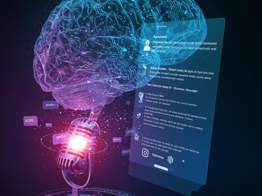 Create a featured image for a post about: AI AI-Optimized Podcast Description Writer