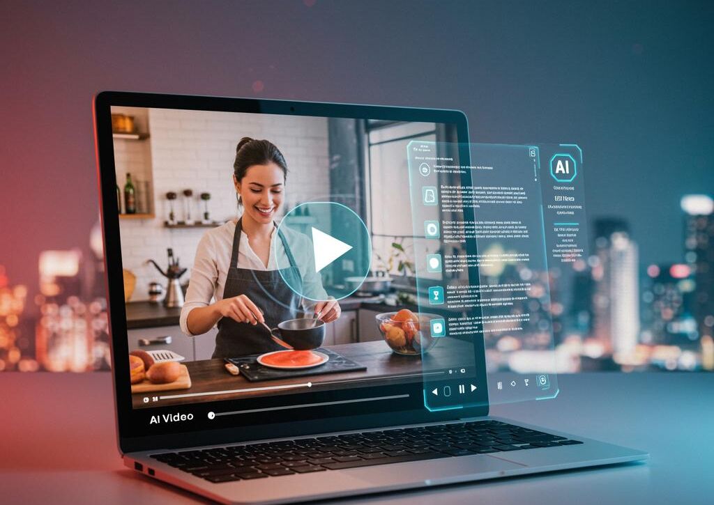 Create a featured image for a post about: AI Video Caption Generator