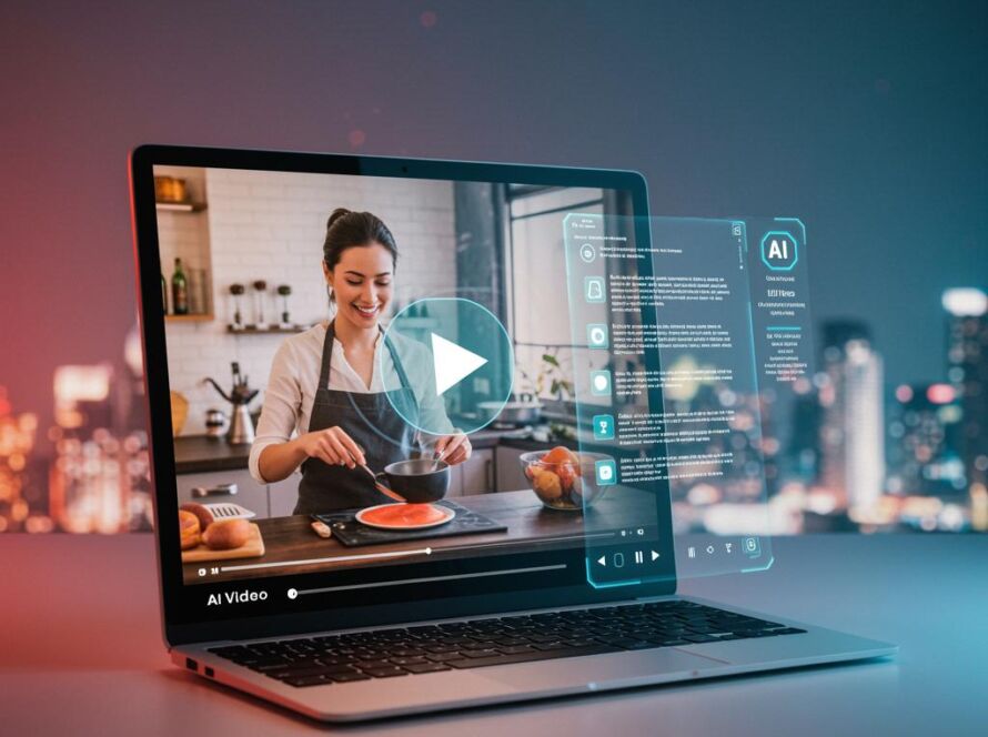 Create a featured image for a post about: AI Video Caption Generator
