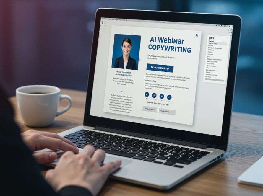 Create a featured image for a post about: AI Webinar Invite Copywriter