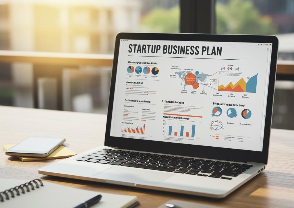 Create a featured image for a post about: Startup business plan template