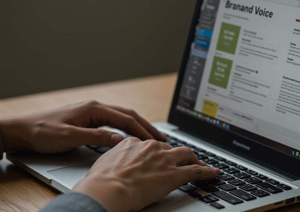 Create a featured image for a post about: Brand voice guidelines