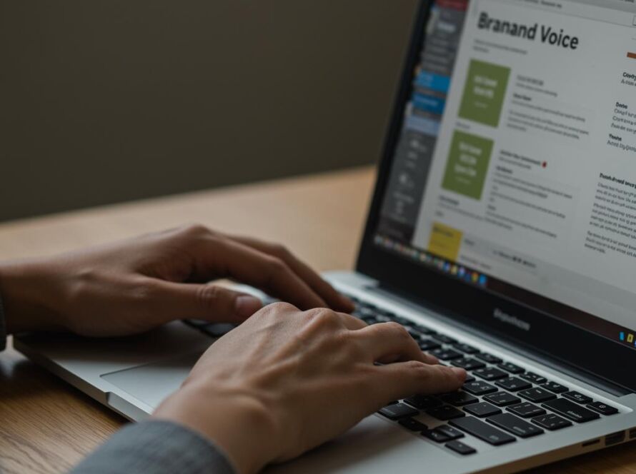 Create a featured image for a post about: Brand voice guidelines