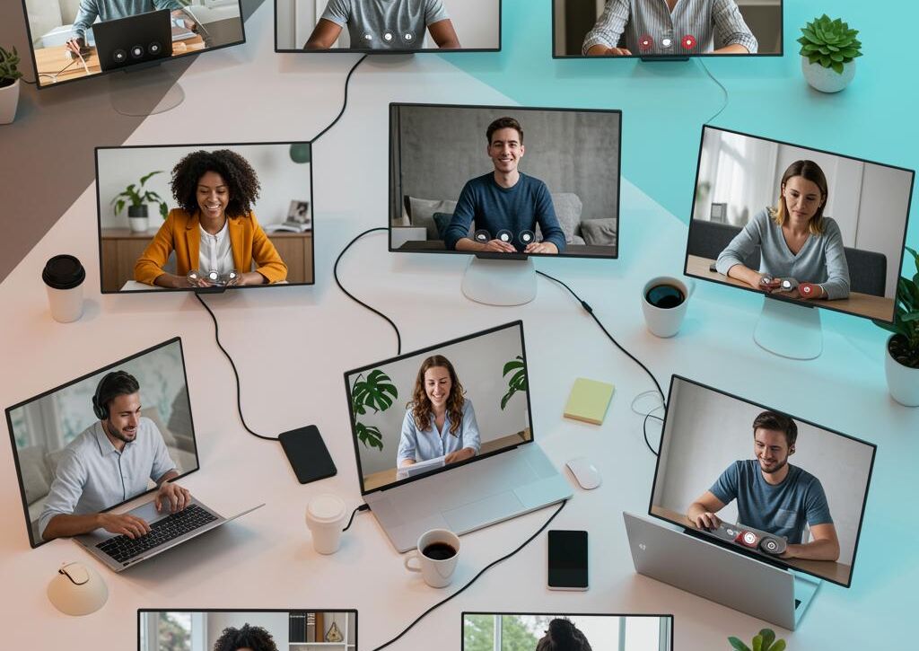 Create a featured image for a post about: Remote team management best practices