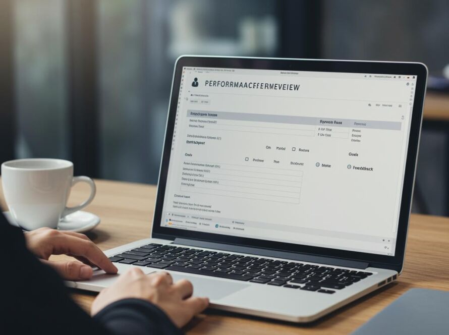 Create a featured image for a post about: Performance review template