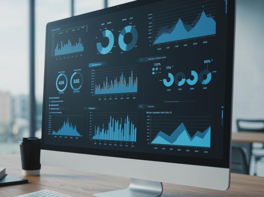 Create a featured image for a post about: Business metrics dashboard design