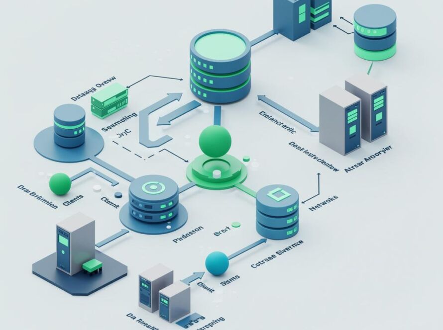 Create a featured image for a post about: Database architecture overview