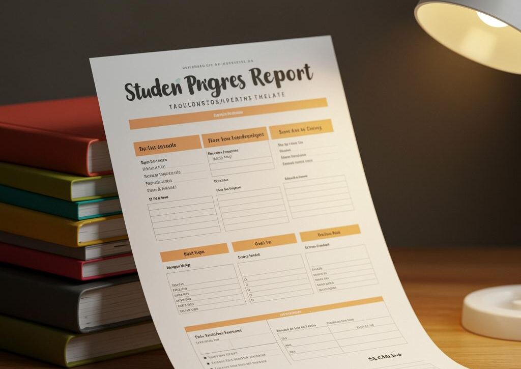 Create a featured image for a post about: Student progress report template
