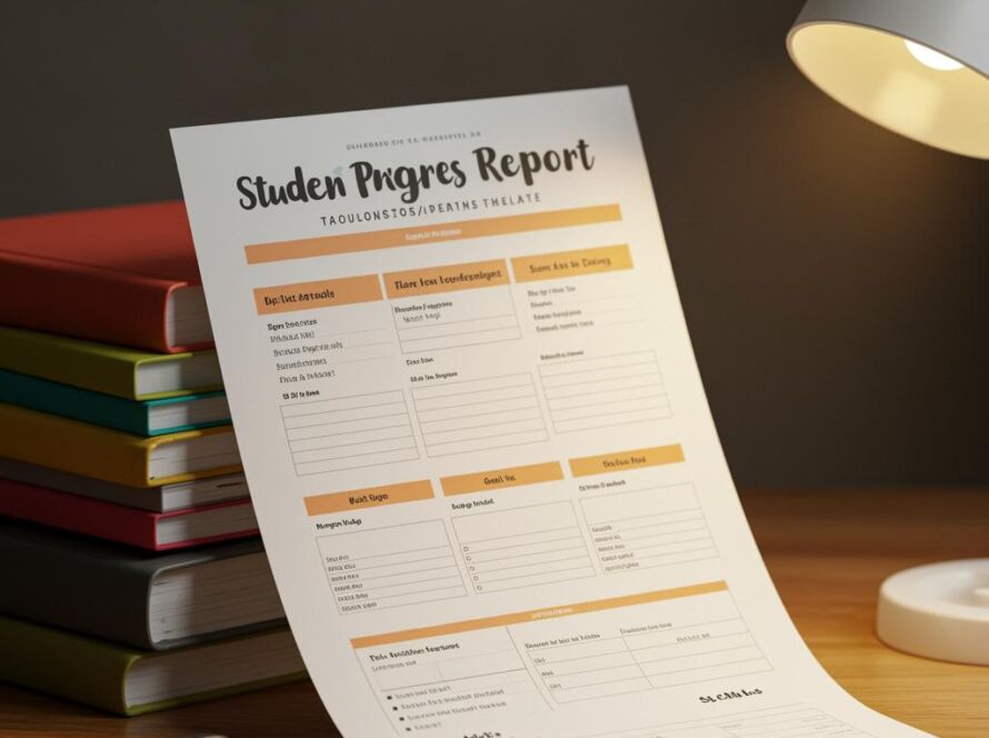 Create a featured image for a post about: Student progress report template