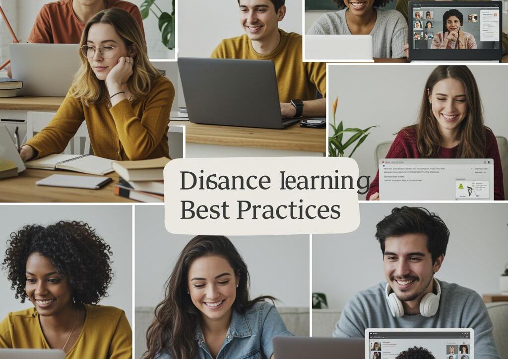 Create a featured image for a post about: Distance learning best practices