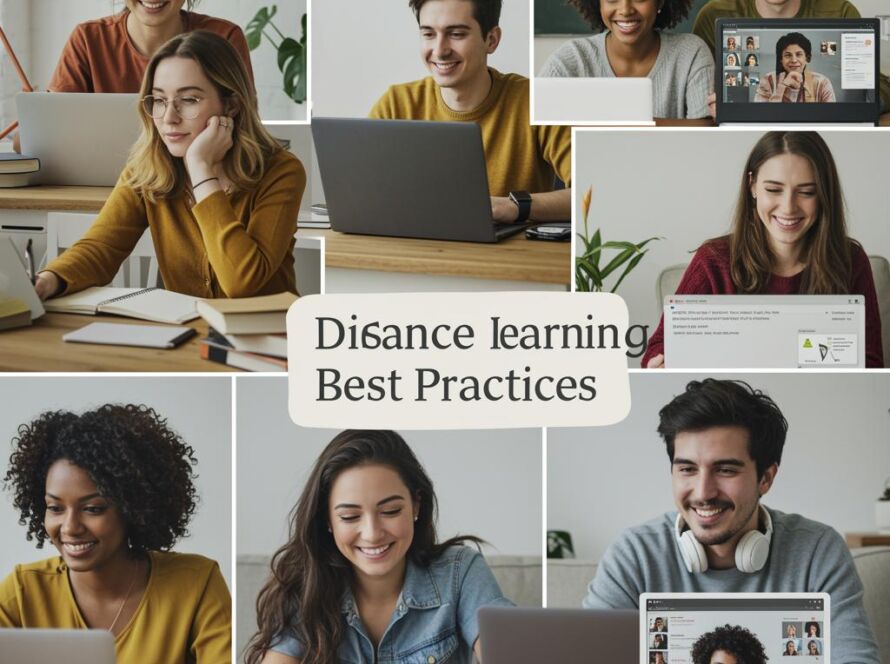 Create a featured image for a post about: Distance learning best practices