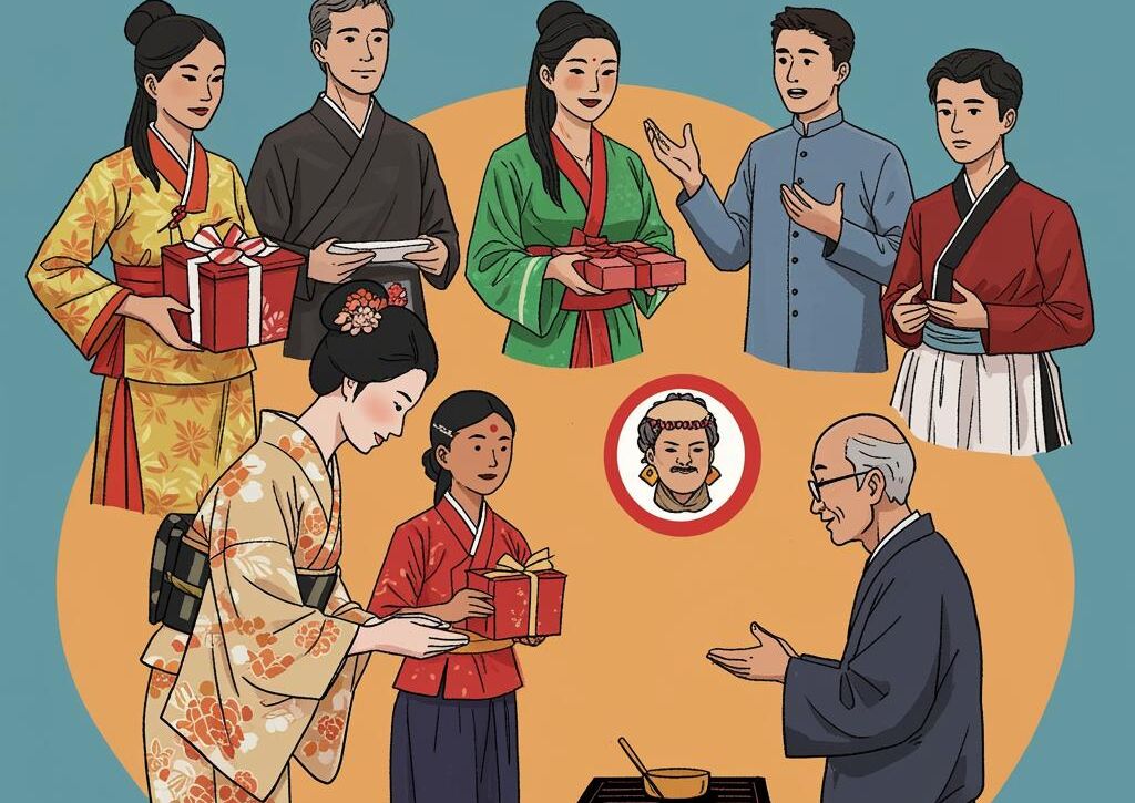 Create a featured image for a post about: Cultural etiquette by country
