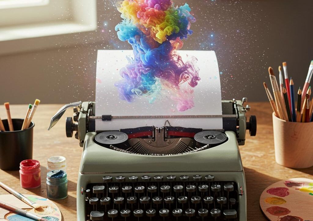 Create a featured image for a post about: Creative writing prompt generator