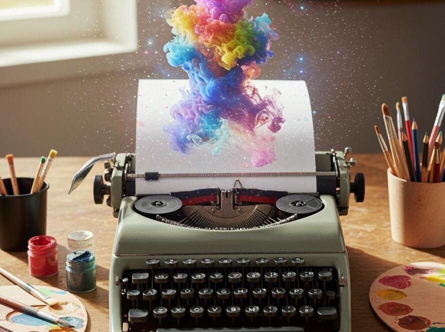 Create a featured image for a post about: Creative writing prompt generator