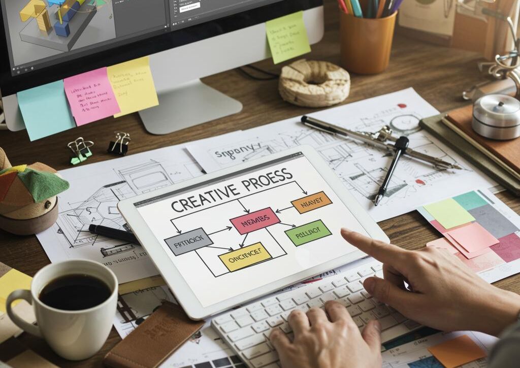 Create a featured image for a post about: Creative process documentation