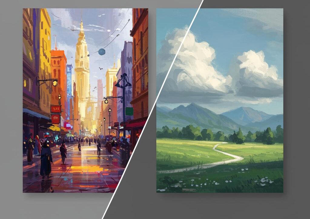 Create a featured image for a post about: Artistic style comparison