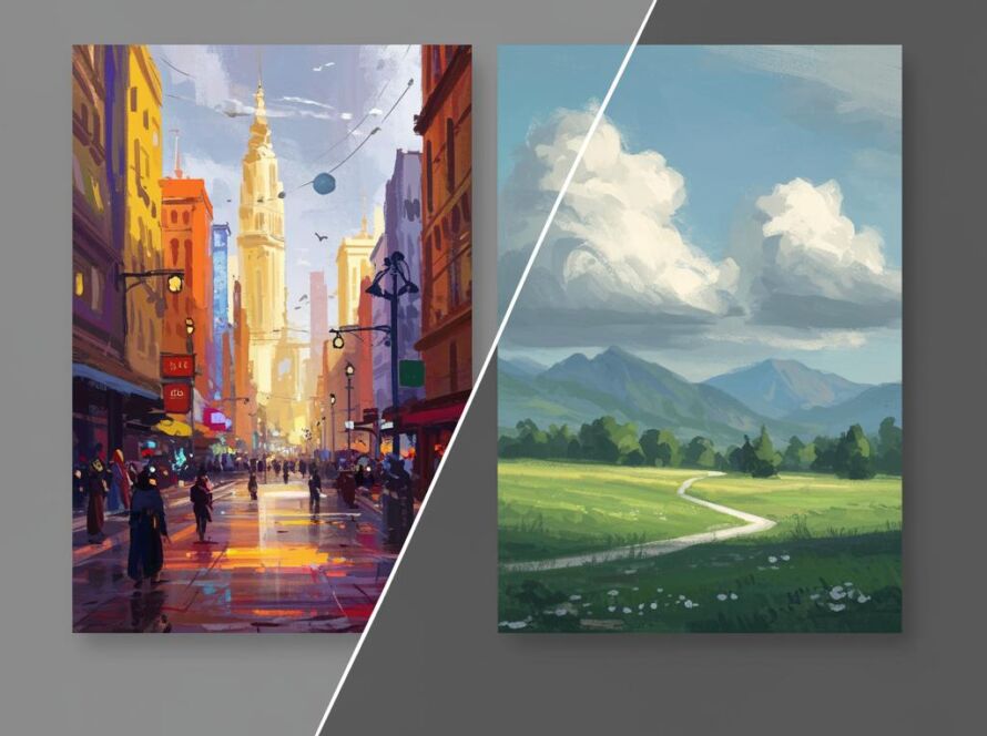 Create a featured image for a post about: Artistic style comparison