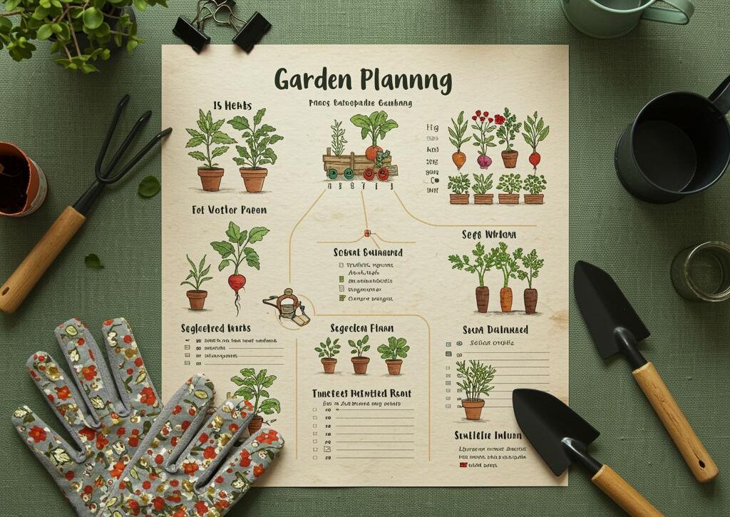 Create a featured image for a post about: Garden planning template