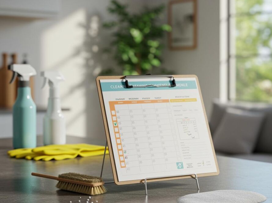Create a featured image for a post about: Cleaning schedule template