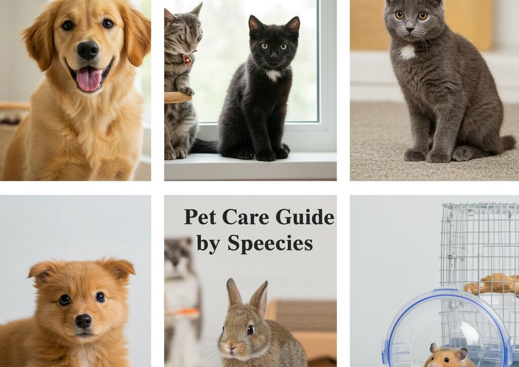 Create a featured image for a post about: Pet care guide by species