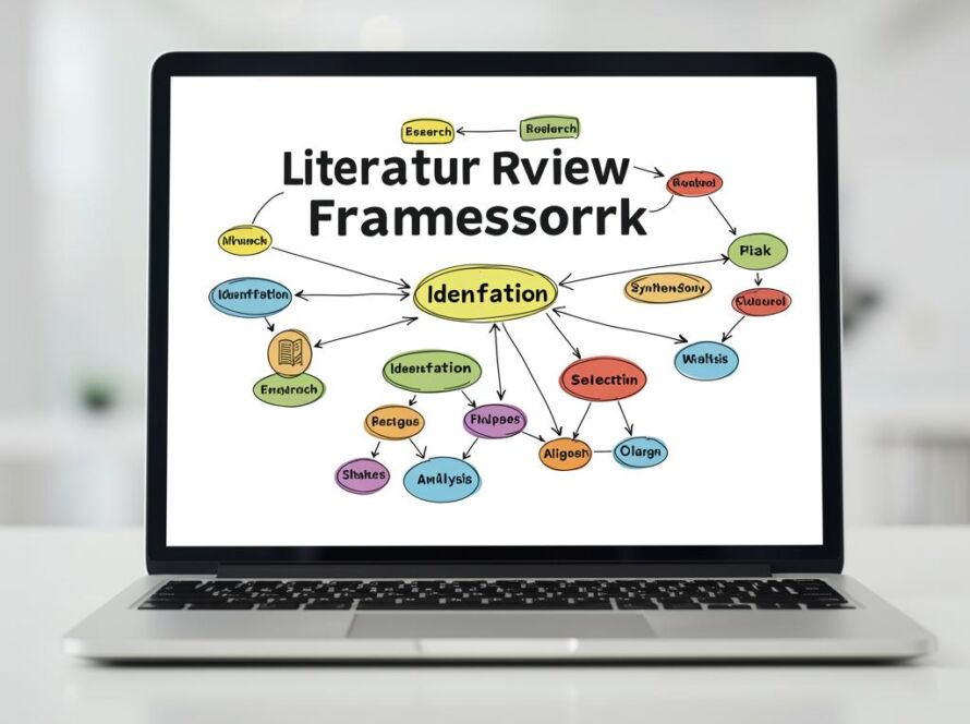 Create a featured image for a post about: Literature review framework