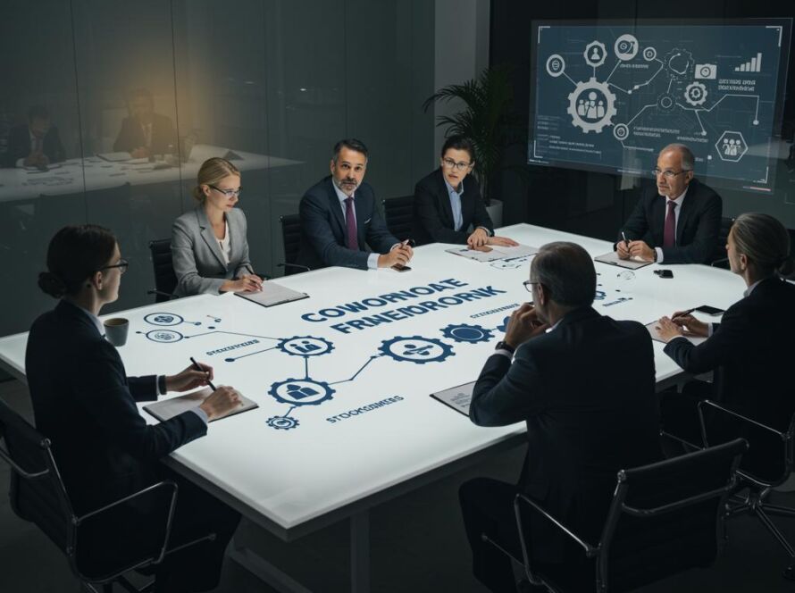 Create a featured image for a post about: Corporate governance framework